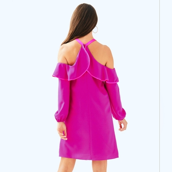 Lilly Pulitzer Abrielle Mini Dress Sunny Shoulder In Berry Sangri, Pink $228 NWT - Picture 4 of 13